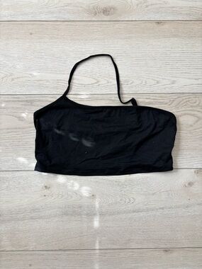 Black One-Shoulder Bandeau Crop Top